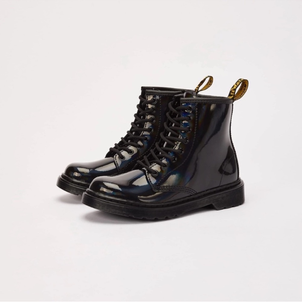 Dr. Martens Black Patent 8-Eye Lace-Up Ankle Boots
